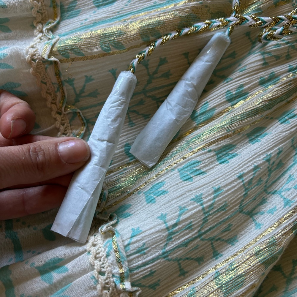 Soft Surroundings Aegean Tiered Maxi Dress Boho Metallic Size M Beachy NWOT - Picture 12 of 15